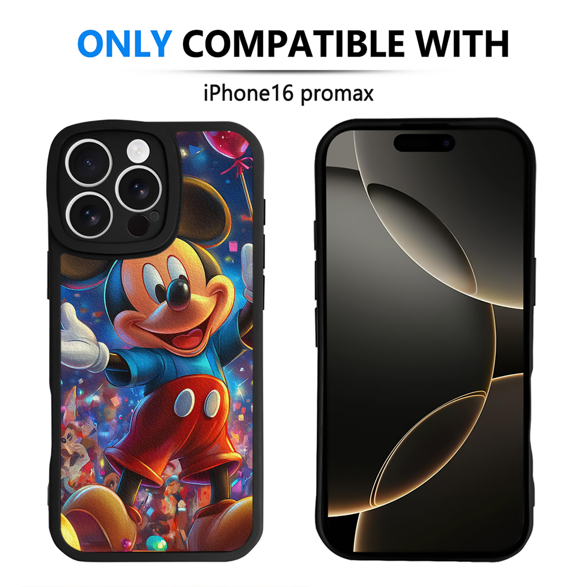 （画像用） ミッキーマウス Mickey Mouse 【iPhone 16シリーズ対応】シリコンスマホケース（レザー調） 材質：シリコン